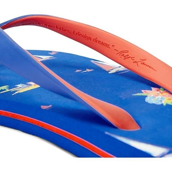 Polo Ralph Lauren Thong Sandals Men\'s Size 11 Blue Red Beach Ship Vacation New main image 5